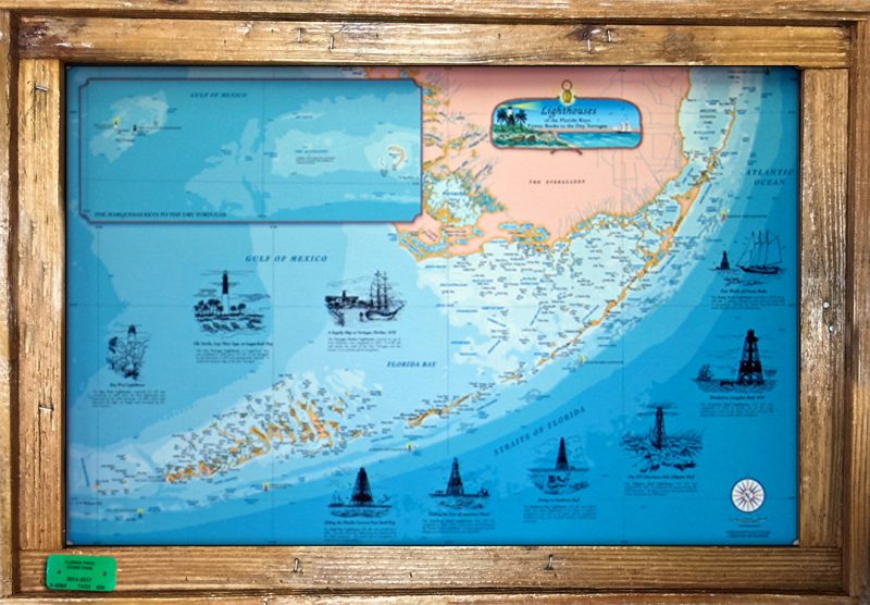 "Lighthouses Of The Florida Keys" Medium in a Single Slat Lobster Trap Frame
