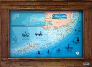 "Lighthouses Of The Florida Keys" Medium in a Double Slat Lobster Trap Frame