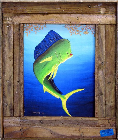 油絵 “Fish Catcher” Mahi On The Prowl