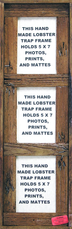 5" x 7" Triple All Vertical Lobster Trap Frame Dark Wood Finish