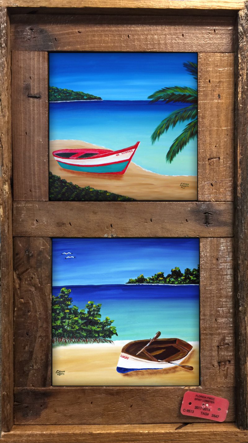 Lobster Trap Picture Frames With Multiple Ceramic Tiles