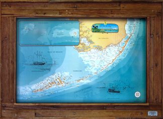 “Original Florida Keys” Chart -Medium in a  Double Slat Dark Wood Finish Lobster Trap Frame