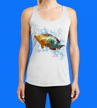 Rainbow Parrotfish Rising with Splash Tank Top