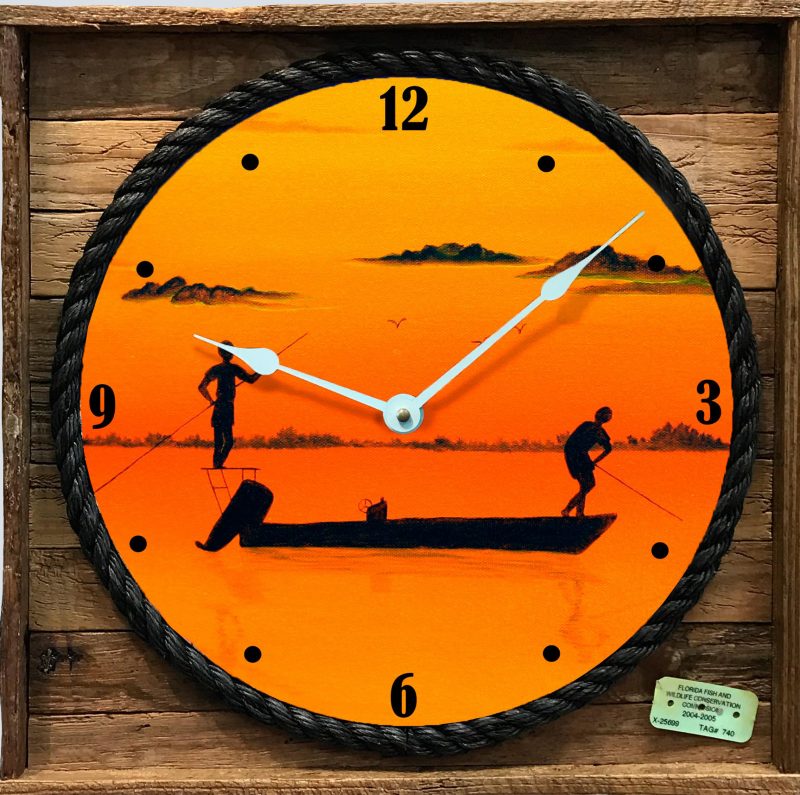 "Poling for Bones" Framed Clock