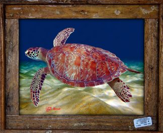 "Turtle Over a Sandy Beach"