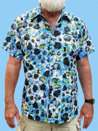 Men's dress shirt with 4 varieties of Angelfish