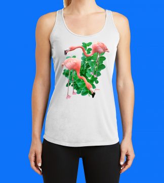 Flamingo Duo with Leaves Tank Top