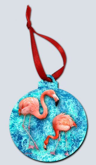 "Flamingo Duo with Ocean"