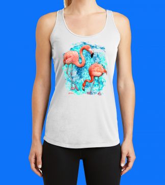 Flamingo Duo with Teal Ocean Tank Top