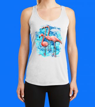 Flamingo Trio with Teal Ocean Tank Top