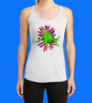 Iguana with Purple Leaf Tank Top
