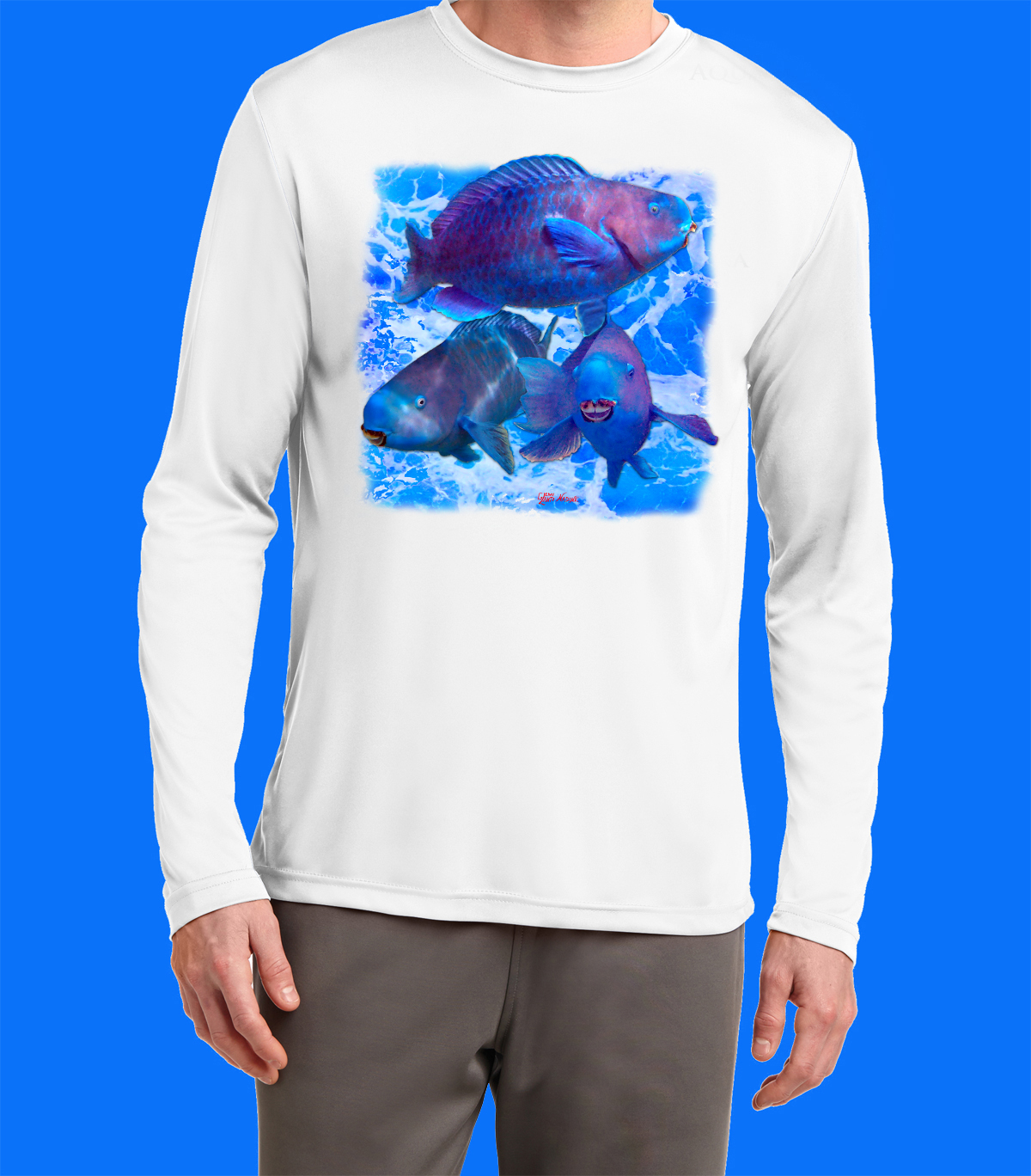 Long Sleeve Blue Parrotfish Shirt - Image 4