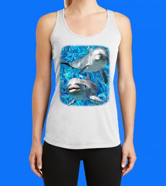 Dolphin with Ocean Swirl Tank Top