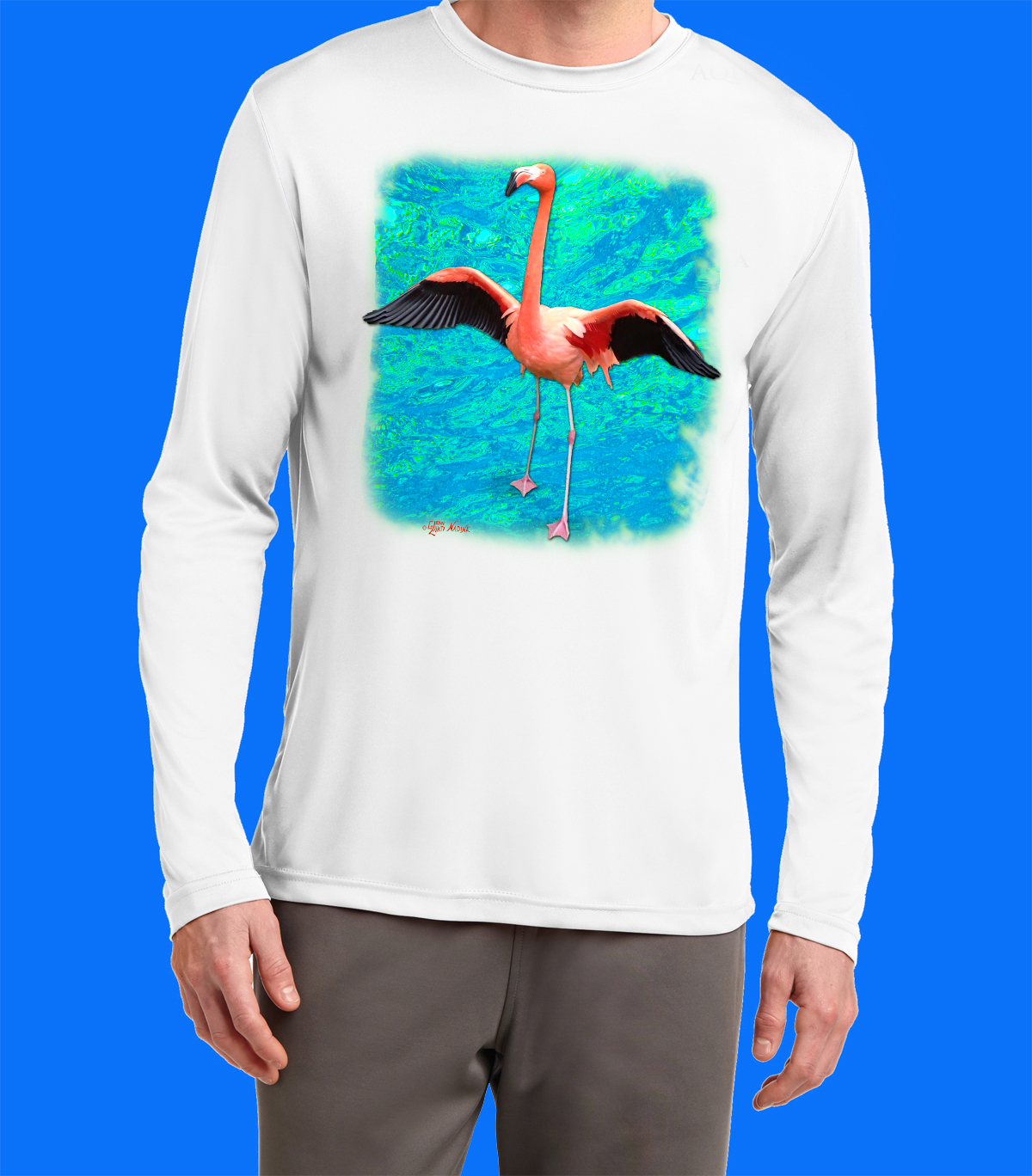 Long Sleeve Flamingo with Turquoise Shirt - Image 4