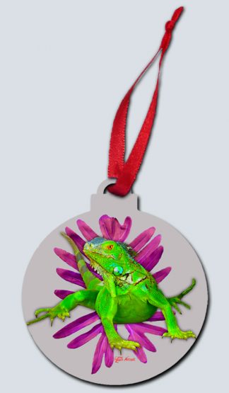 "Iguana and Purple Leaf"
