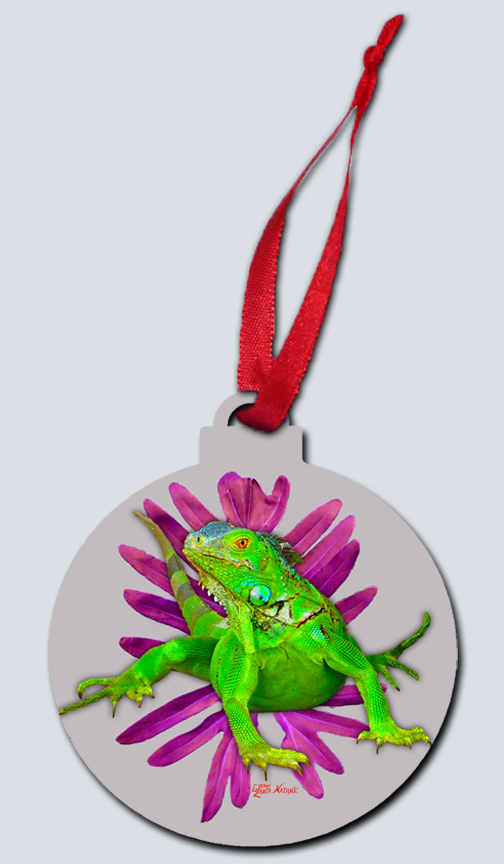 "Iguana and Purple Leaf"