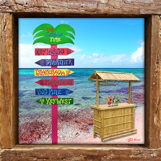 "Mile Marker Sign with Tiki"