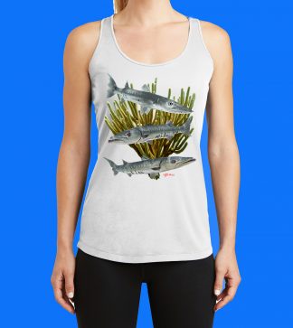 Triple Barracuda with Gorgonian Tank Top