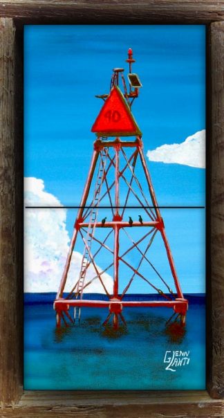 "Hens and Chicken Lighthouse" 2 Tile Mini Mural