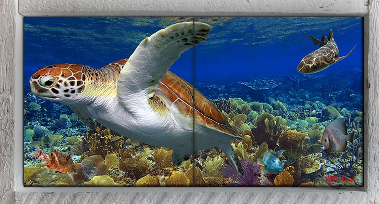 "Seafan Garden" 2 Tile Mini Mural