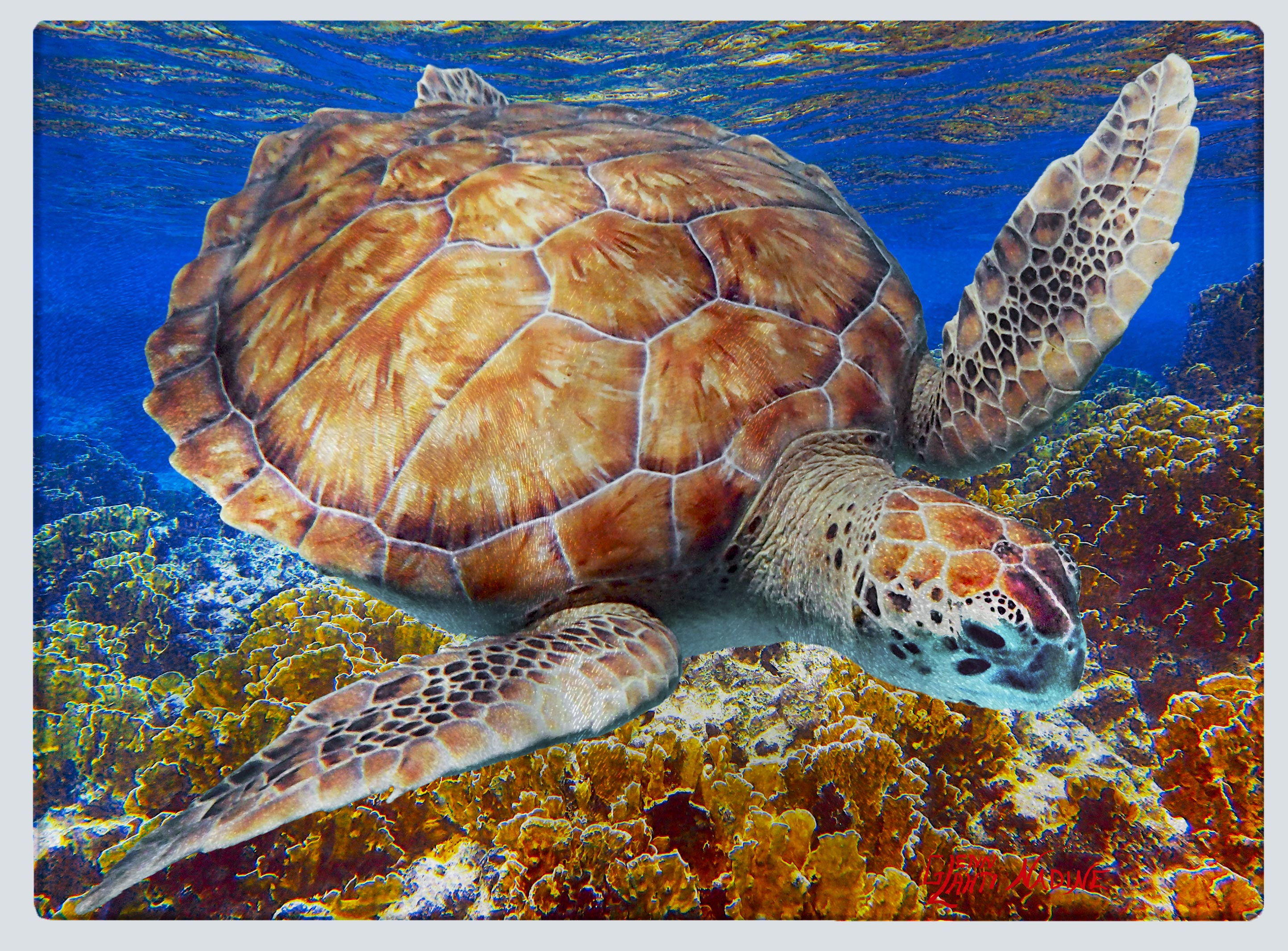 "Turtle on the Reef" Cutting Board