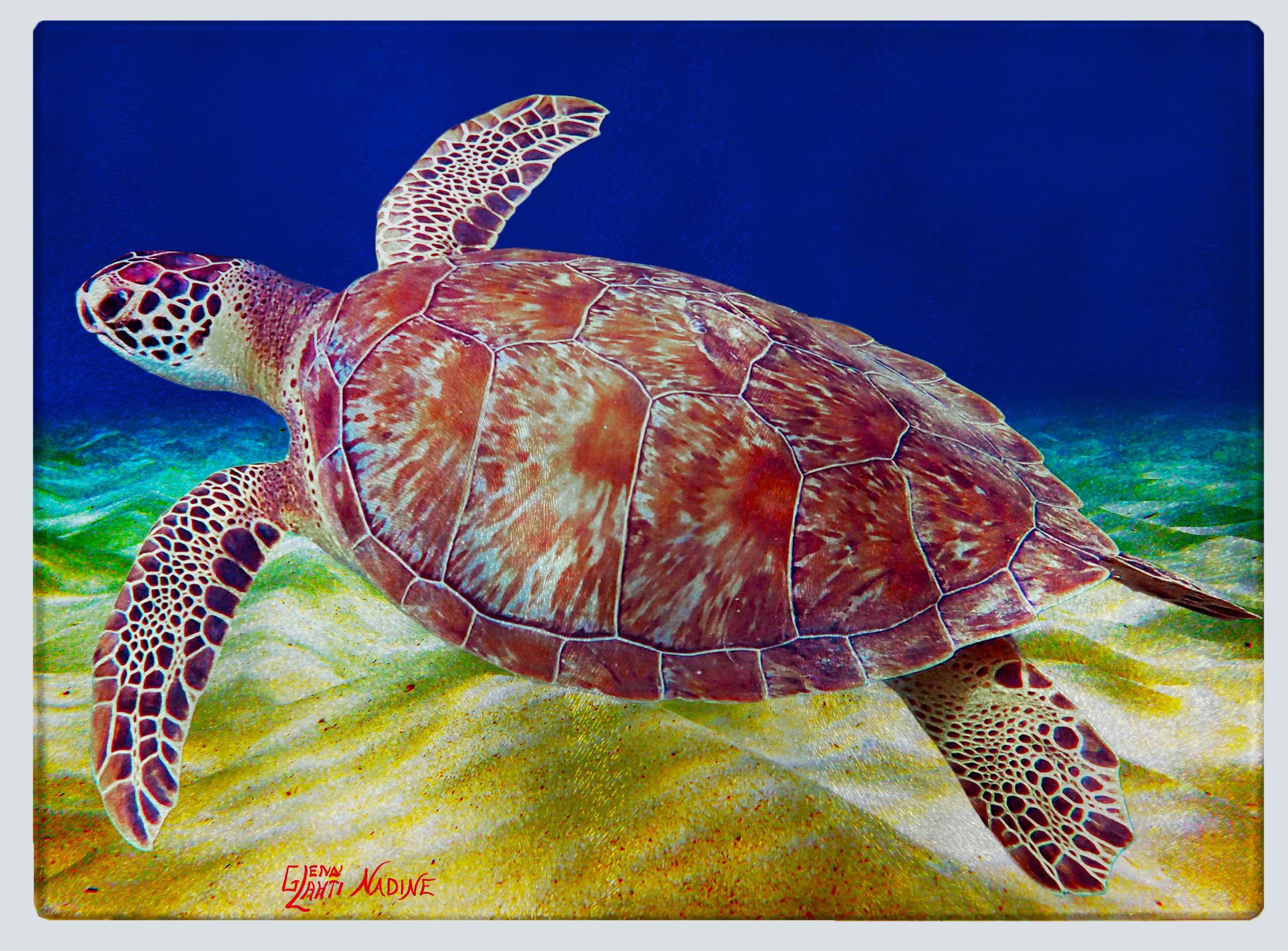 "Turtle Over the Sand" Cutting Board