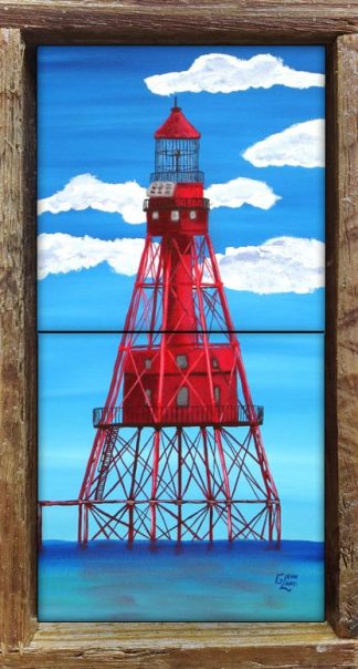 "American Shoals Lighthouse" 2 Tile Mini Mural