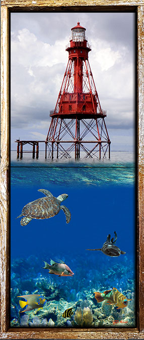 "American Shoals Lighthouse with Reef Below"