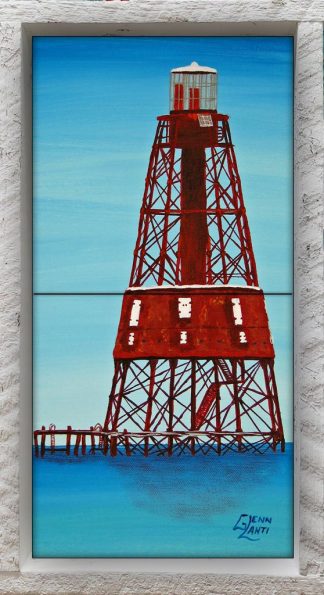 "Carysfort Reef Lighthouse" 2 Tile Mini Mural