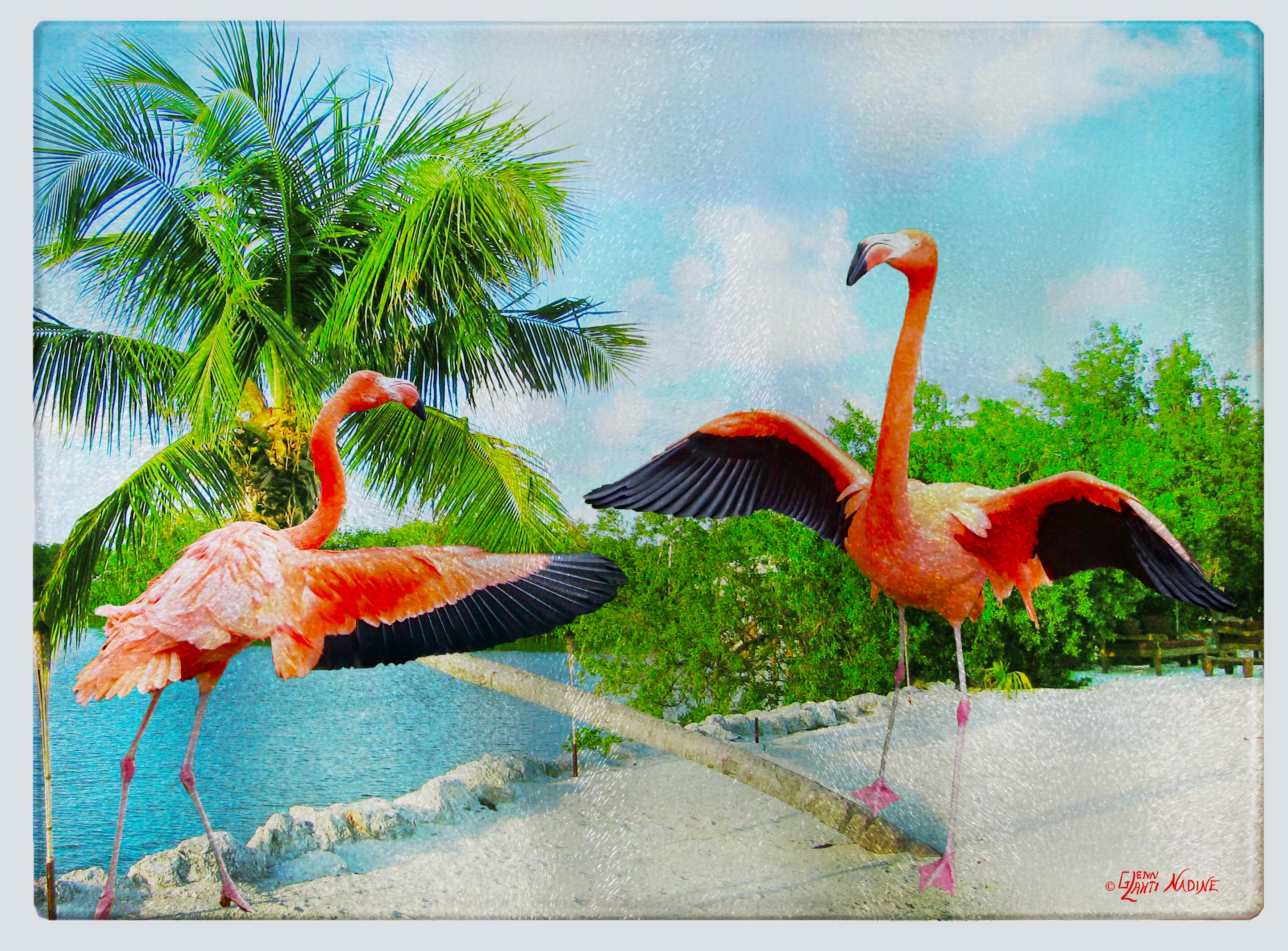 "Flamingo Flapping" Cutting Board