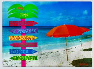 "Mile Marker Sign with Umbrella" Cutting Board