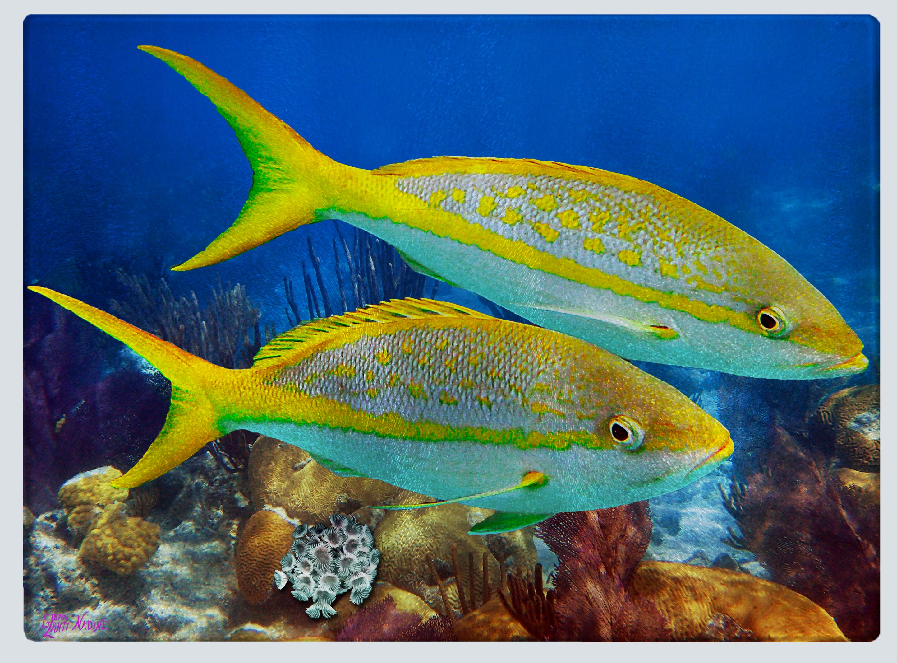 "Pair of Yellowtail" Cutting Board