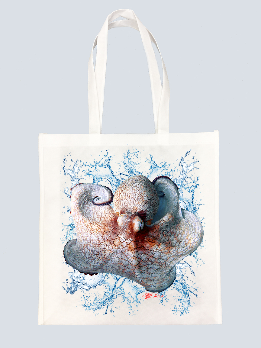 "Octopus 2 with Splash" Tote Bag
