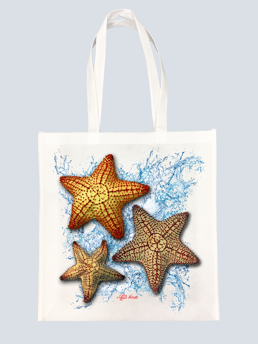 "Starfish Trio Splash" Tote Bag
