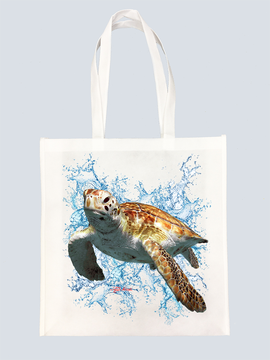 "Turtle 2 with Splash" Tote Bag