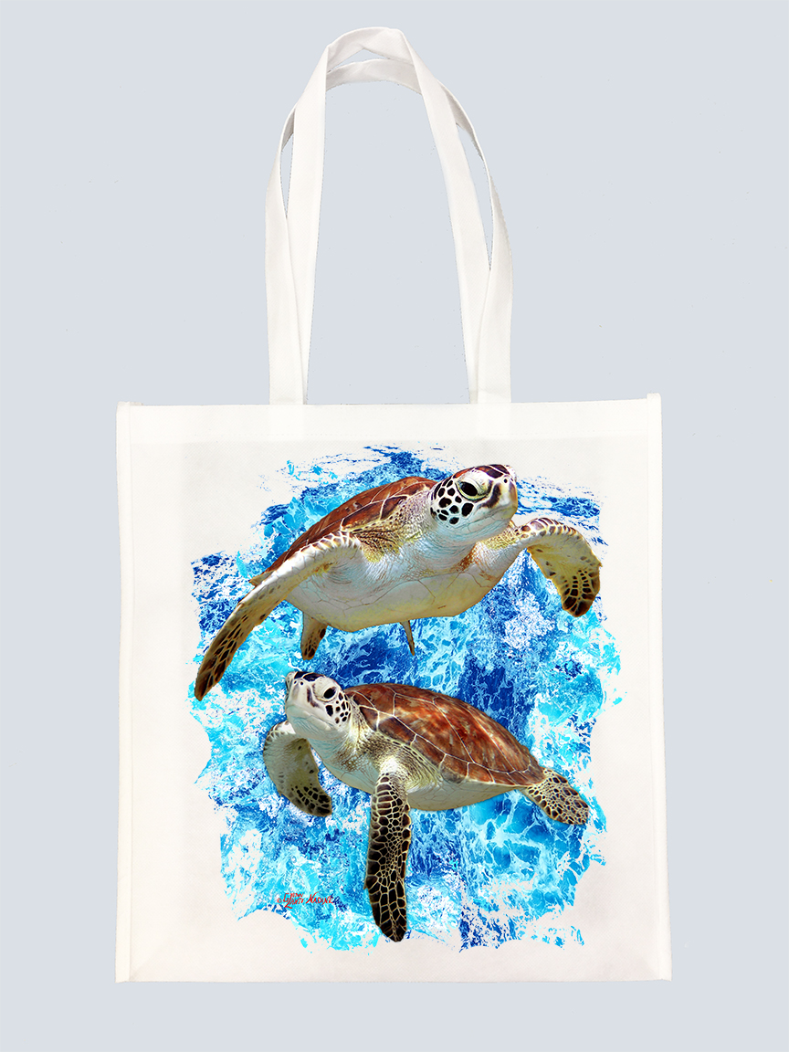 "Two Turtles in the Sea" Tote Bag