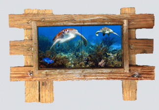 "Two Turtles with Gorgonians" 2 Tile Mural Lid