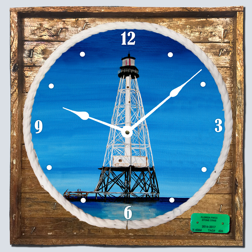 "Alligator Reef Lighthouse" Framed Clock