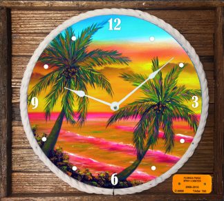 "Key West Harbor Sunset" Framed Clock