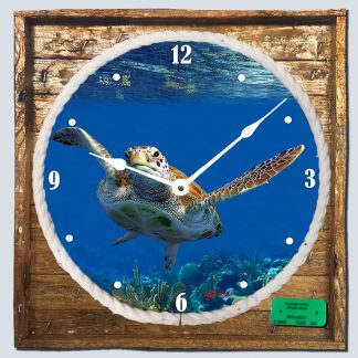 "Turtle on the Reef" Framed Clock