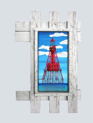 "American Shoals Lighthouse" 2 Tile Mural Lid