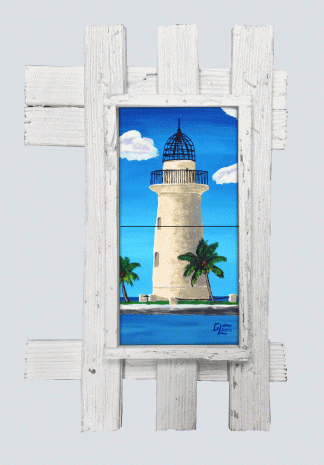 "Boca Chita Lighthouse" 2 Tile Mural Lid