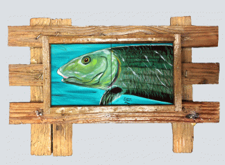 "Bonefish in the Shallows" 2 Tile Mural Lid