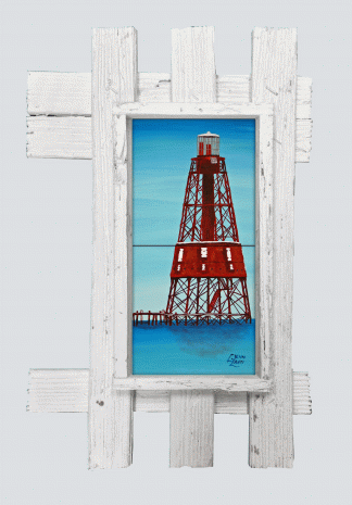 "Carysfort Reef Lighthouse" 2 Tile Mural Lid
