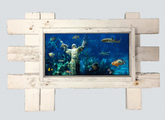 "Christ of the Abyss" 2 Tile Mural Lid