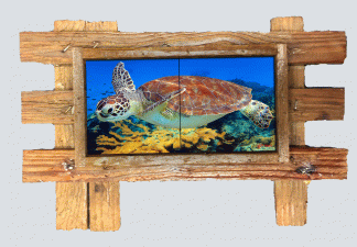"Cruising Over the Reef" 2 Tile Mural Lid