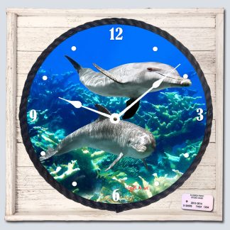 "Dolphin Duo" Framed Clock