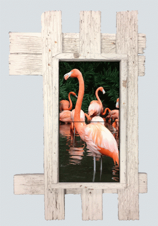 "Flamingo" 2 Tile Mural Lid