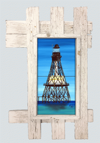 "Fowey Rocks Lighthouse" 2 Tile Mural Lid