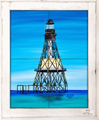"Fowey Rocks Lighthouse" Tile Mural